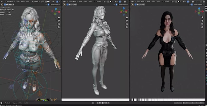 character rigging for realistic model, game rig, facial rigging cloth rigging
