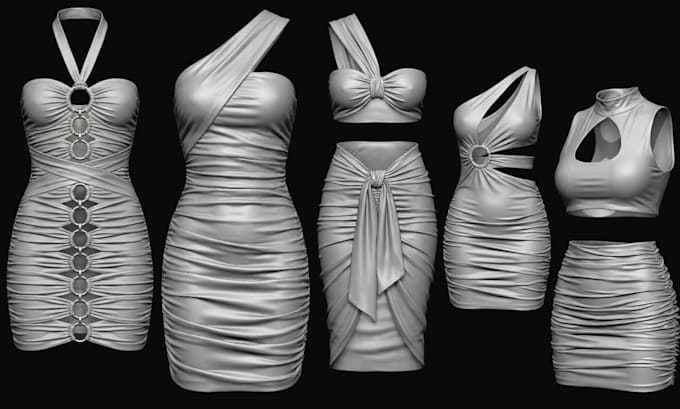 create realistic 3d second life clothing, mesh outfits with 3d rigging