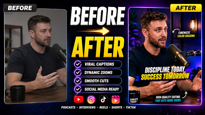 edit podcast clips and interview reels professionally