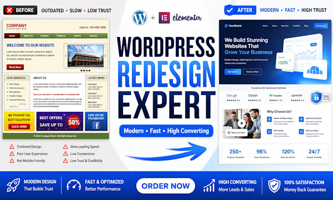 redesign wordpress website elementor website revamp website redesign