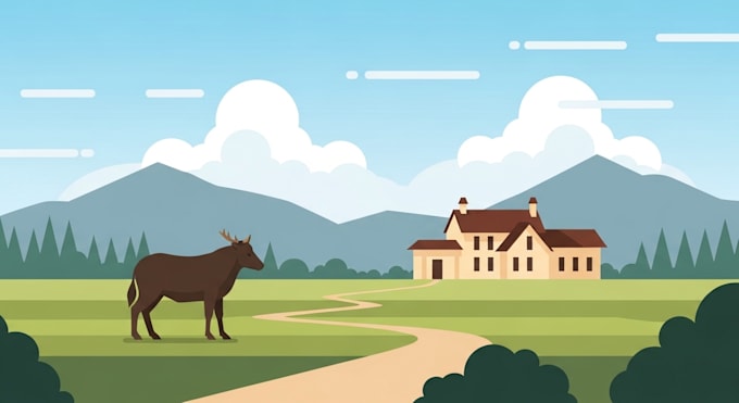 redraw landscape to cartoon vector