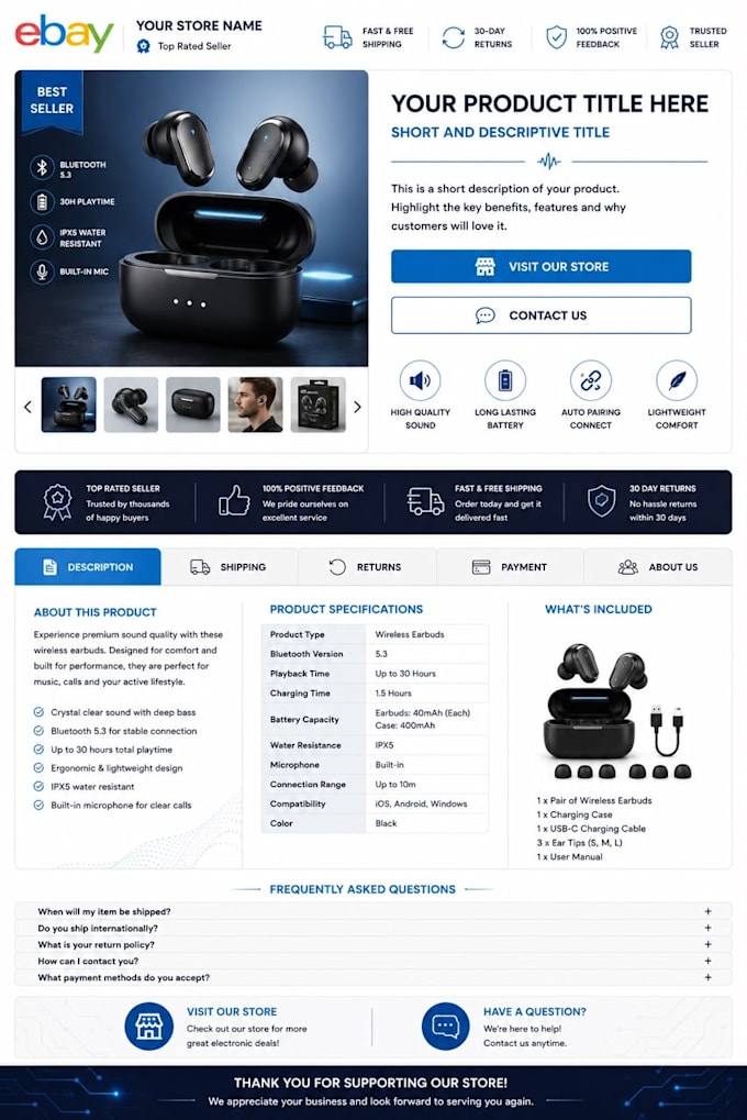 create professional ebay listing template