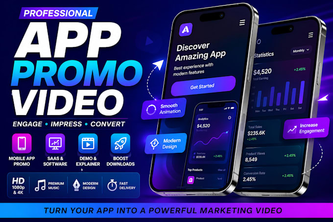 make app promo video for mobile app, saas, websites, and software