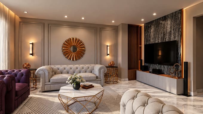 design a modern luxury interior with 3d rendering