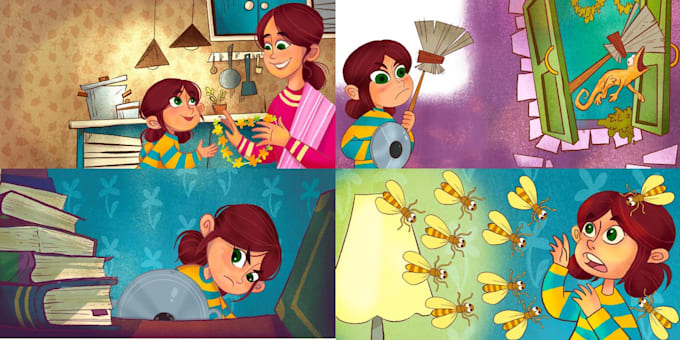 create whimsical childrens book illustrations