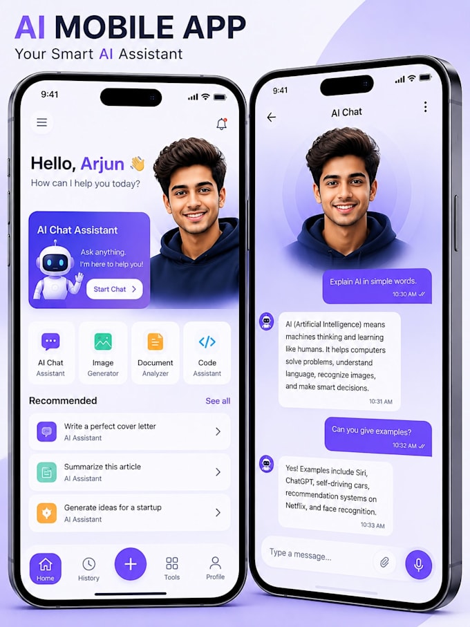create professional ai chatbot mobile app design