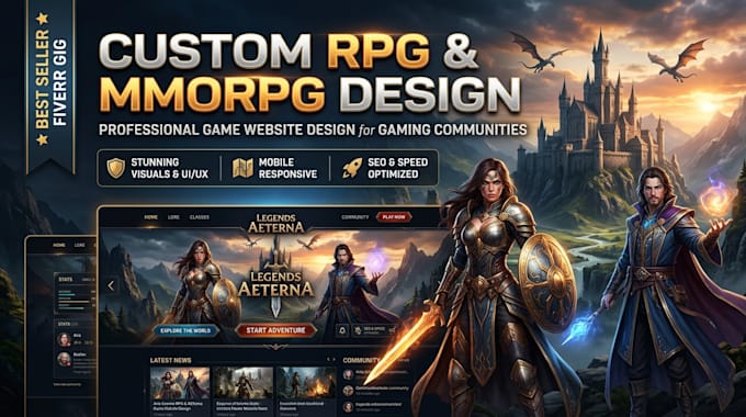 design and develop an epic fantasy game website