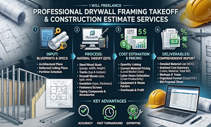 do drywall framing takeoff and construction estimate