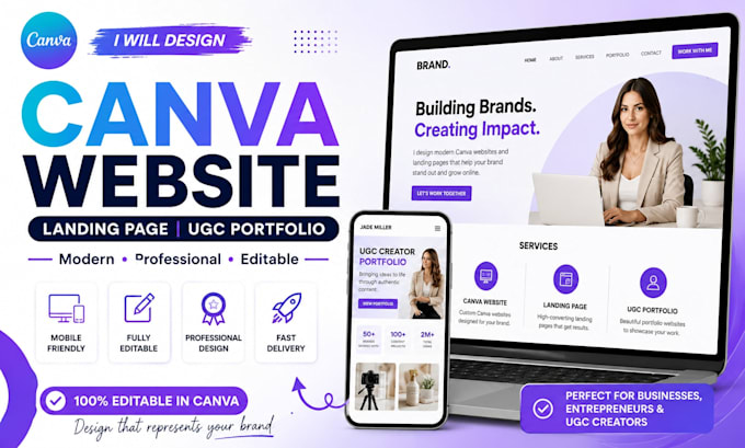 design canva website, ugc website, or redesign canva ugc portfolio