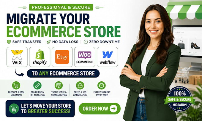 transfer migrate wix shopify etsy woocommerce webflow to any ecommerce store