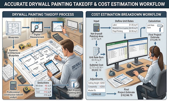 accurate drywall painting takeoff and cost estimation
