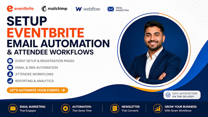 setup eventbrite email automation and attendee workflows, email automation