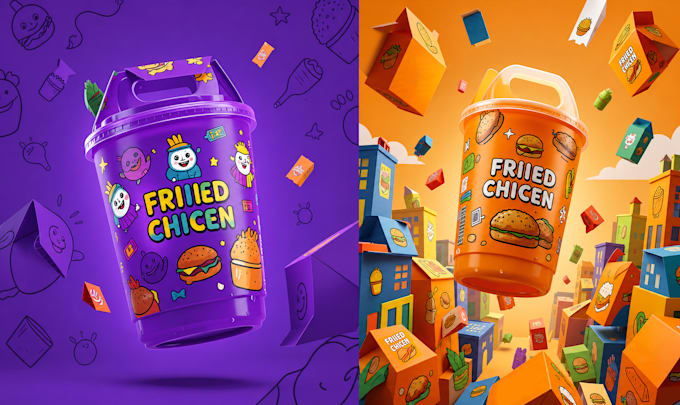 design product packaging box and label with 3d mockup and branding