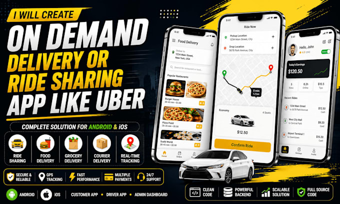 create on demand delivery or ride sharing app like uber for android and ios