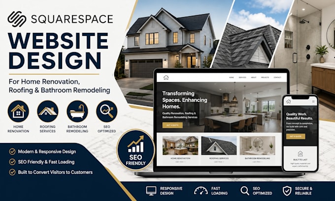 design squarespace home renovation roofing website bathroom remodeling seo