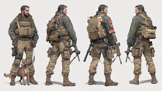 draw 2d game art military character design