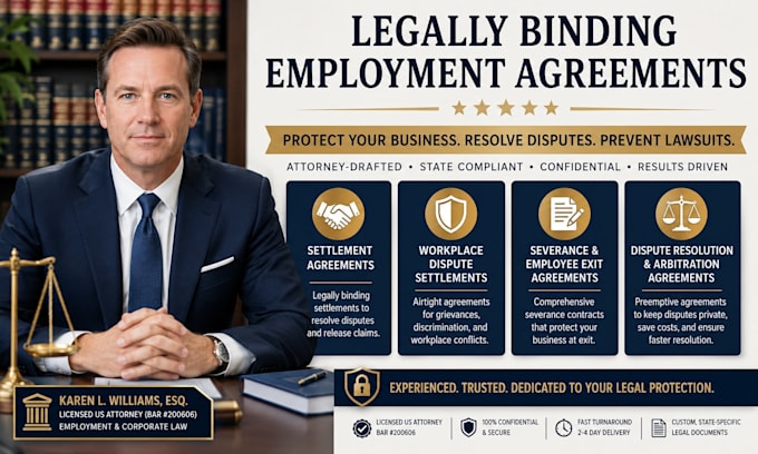 prepare professional employee severance and settlement contracts