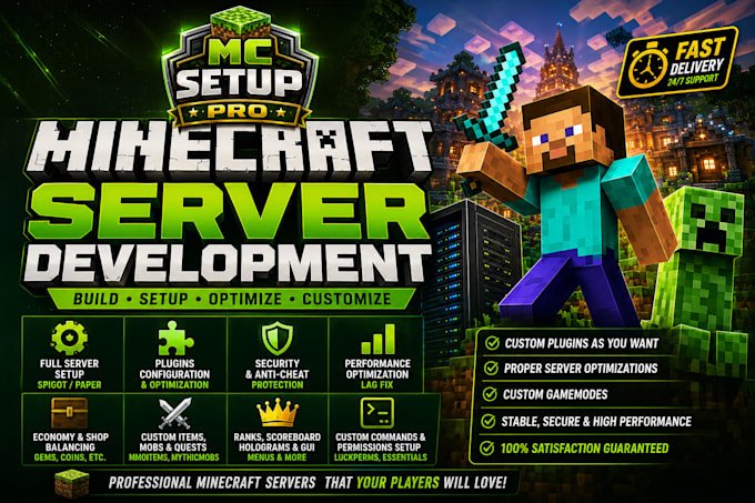 develop, setup and optimize your minecraft server professionally