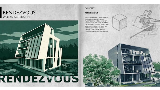 do artistic, aesthetic, minimal architectural renders