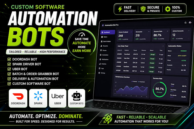 create spark driver bot amazon flex bot doordash bot auto grabber, instacart bot