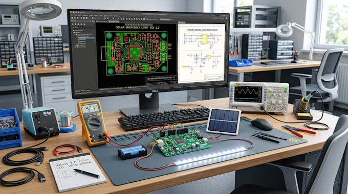 design solar emergency light pcb battery charging power system