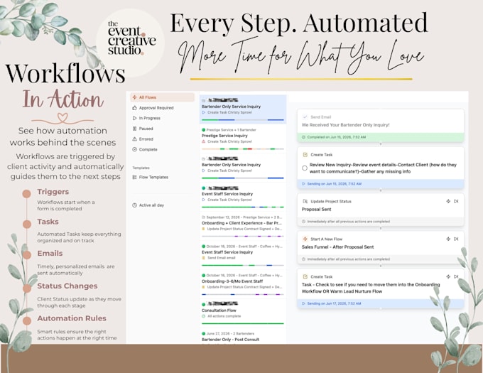 create a custom dubsado workflow for your event business