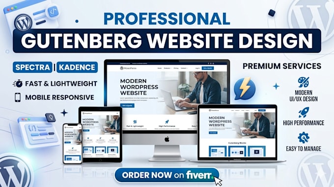 design gutenberg wordpress website using spectra, gutenberg blocks, kadence