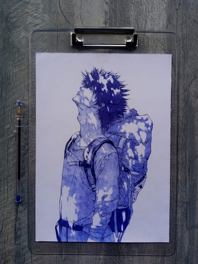 draw a detailed ballpoint pen portrait