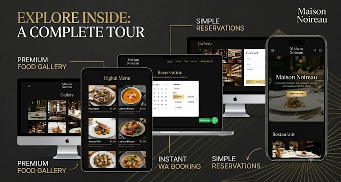 design a restaurant or cafe website with pure HTML CSS and javascript