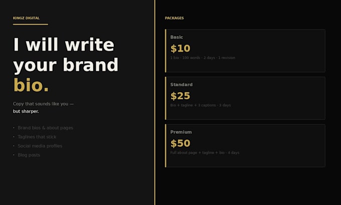 write a powerful brand bio or about page for your business