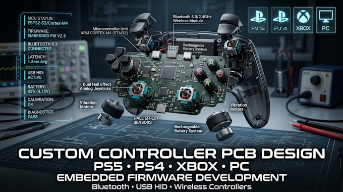 design ps5 ps4 xbox PC controller pcb with embedded firmware