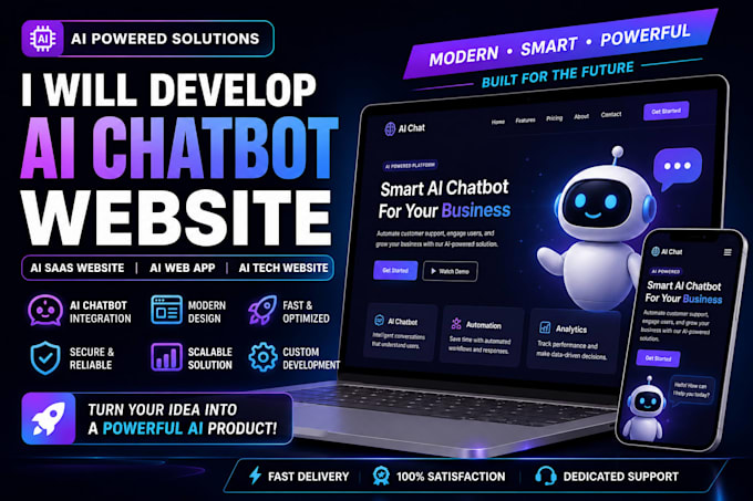 develop ai chatbot website, ai saas website, ai tech website, ai webapp