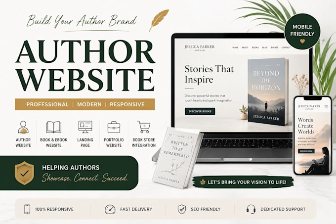 design author website, ebook website, portfolio website, book author website