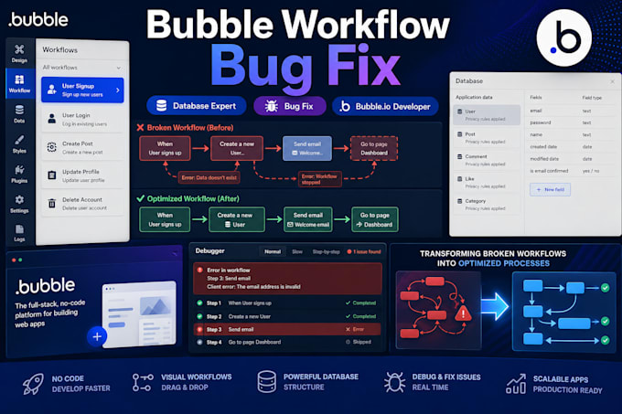 fix bubble workflow bugs and database issues