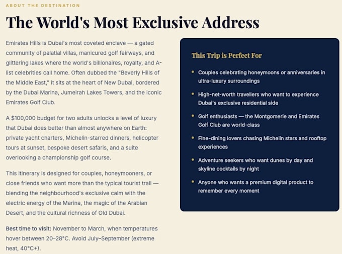 create a personalised travel itinerary