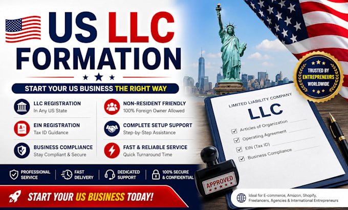 register your US llc, get ein, and provide complete business setup support