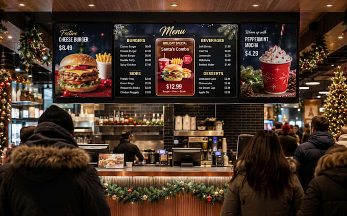 design digital menu boards, tv menu displays, and  screen pricing for restaurant