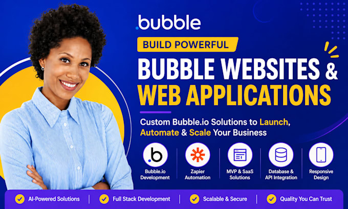 design bubble website bubble mvp saas bubble app developer bubble io zapier auto