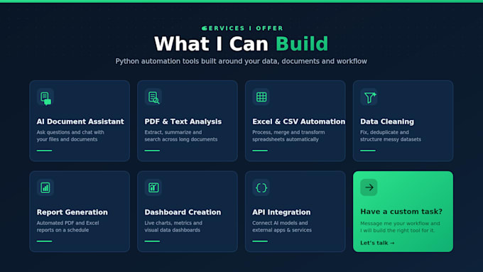 build python automation and ai data dashboards