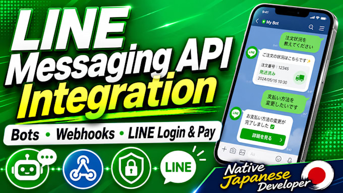 integrate line messaging API, webhook and bot for the japanese market