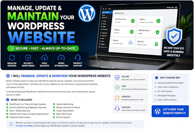 manage, update, secure, and maintain your wordpress website