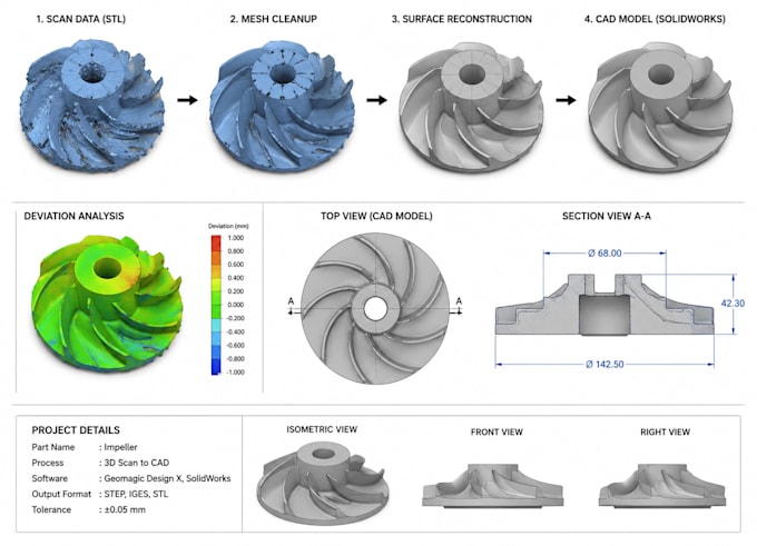 do reverse engineering from 3d scan data, stl, and obj