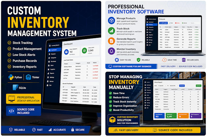develop a custom inventory management system in python