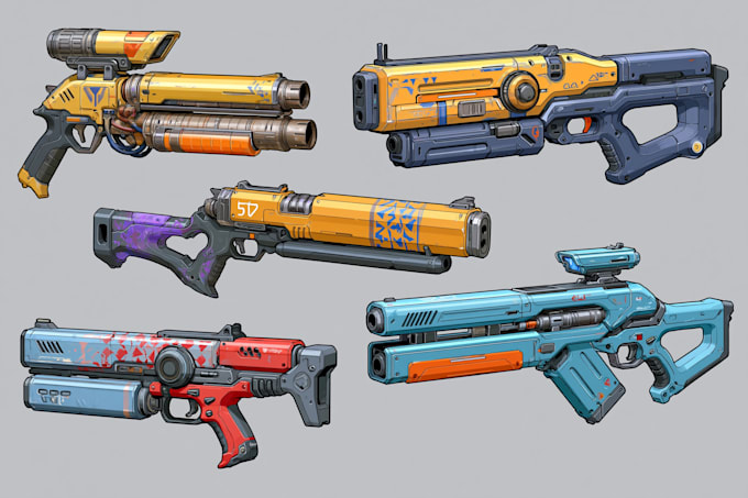 draw your weapon concept art in awesome details