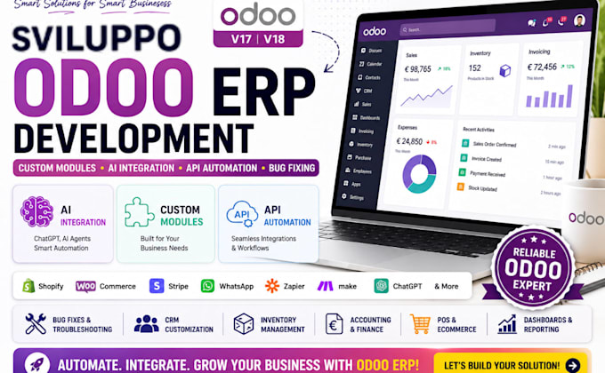 develop custom odoo erp modules ai integrate fix API features for your business