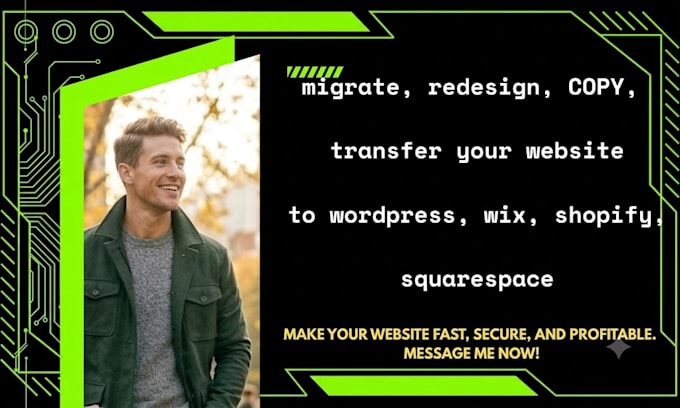 migrate website to wordpress, wix, shopify, squarespace