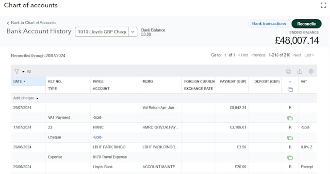 do clean up, and bank reconciliation on quickbooks