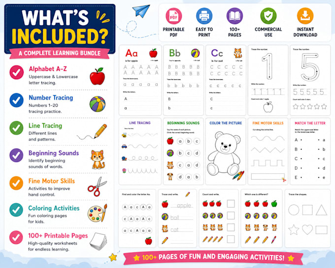 design custom alphabet tracing worksheets and workbook PDF