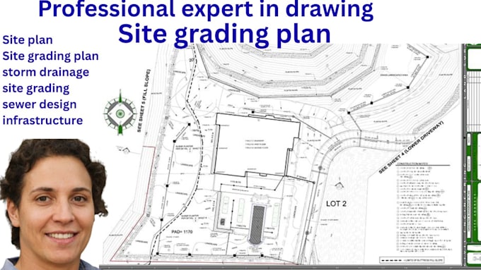design site grading plan using autocad, erosion plan, site plan, utility plan