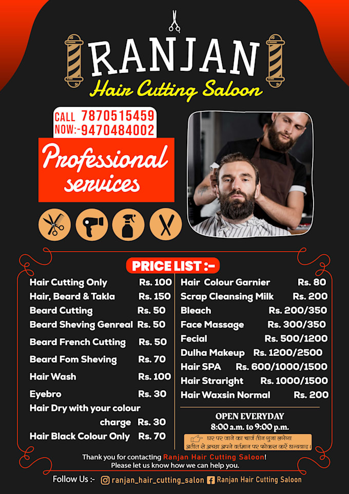create a menu design restaurant saloon